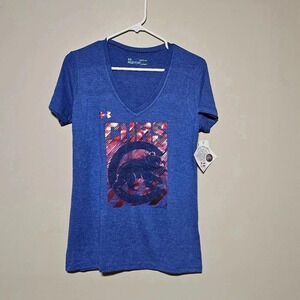 Chicago Cubs Under Armour Tshirt  Women's Size Small V-neck Short Sleeve NWT